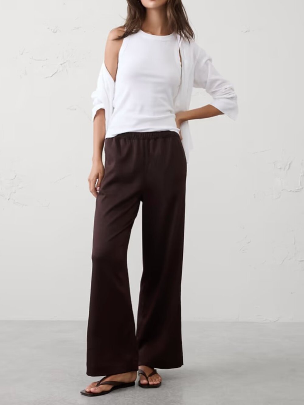 NWT Banana Republic Factory Crinkle Satin Pull-On Pant